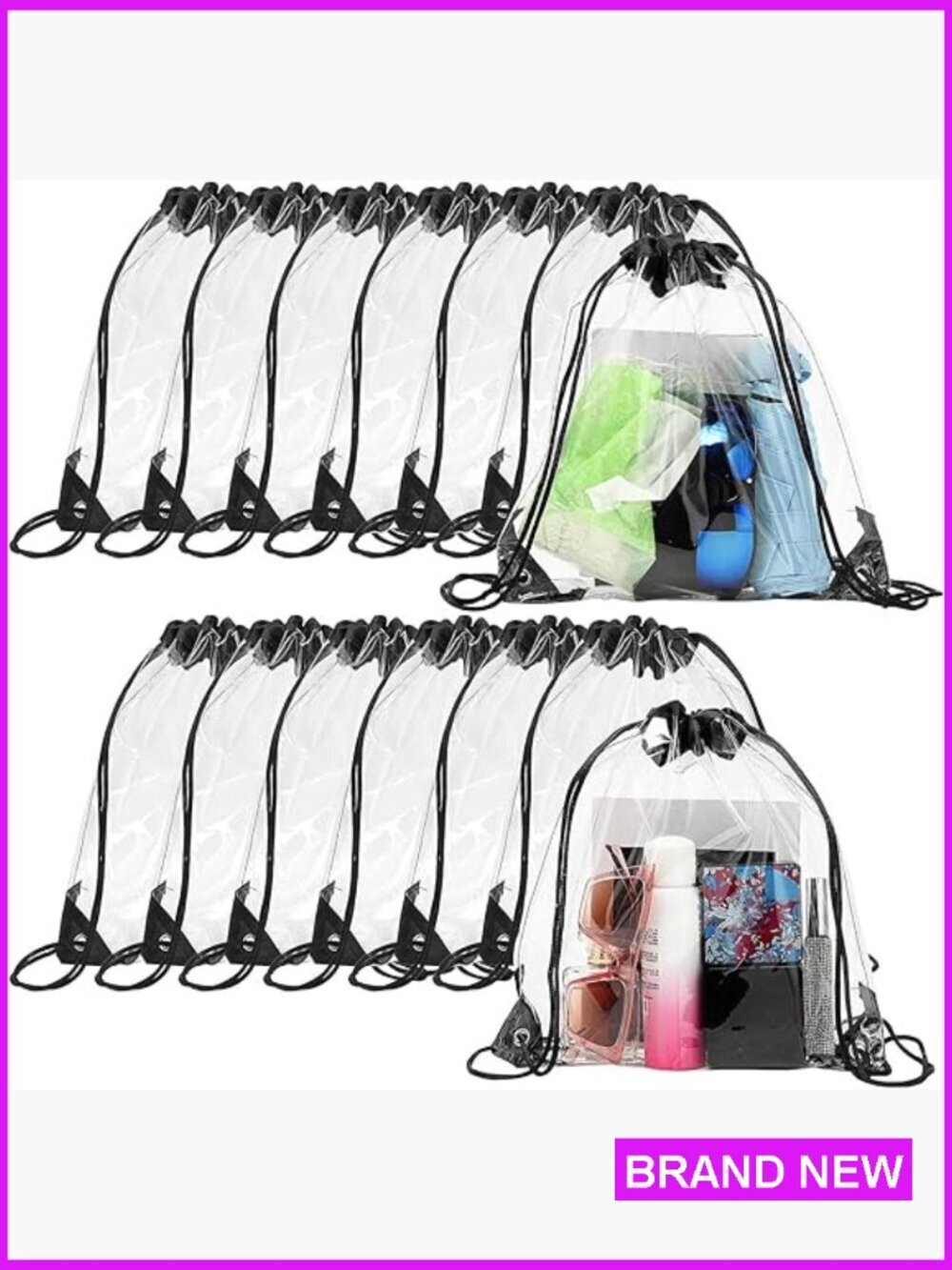 30 Pack Clear Drawstring Backpack Stadium Approved Waterproof String Bags Gym